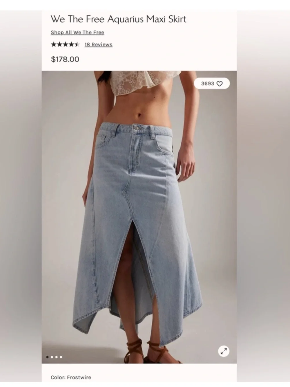 FREE PEOPLE AQUARIUS DENIM MAXI SKIRT
